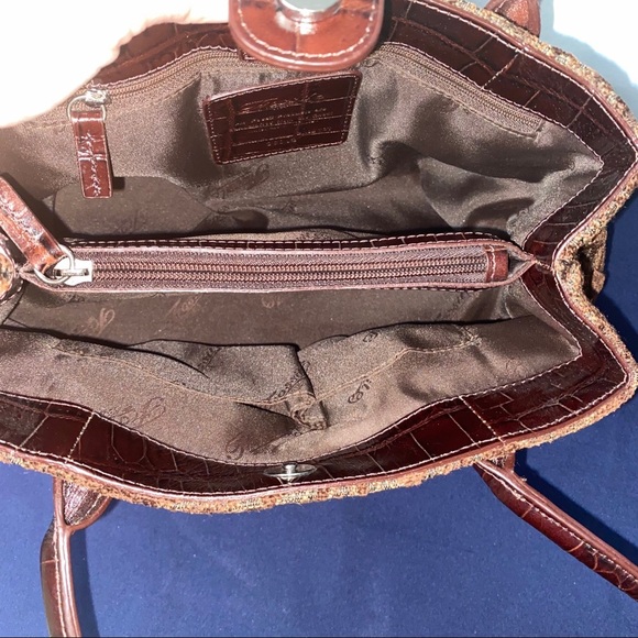 Vintage Brown Fossil Tapestry Shoulder Bag - Picture 5 of 8